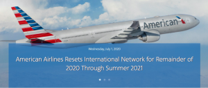 American Airlines Resets International Network for Remainder of 2020 Through Summer 2021