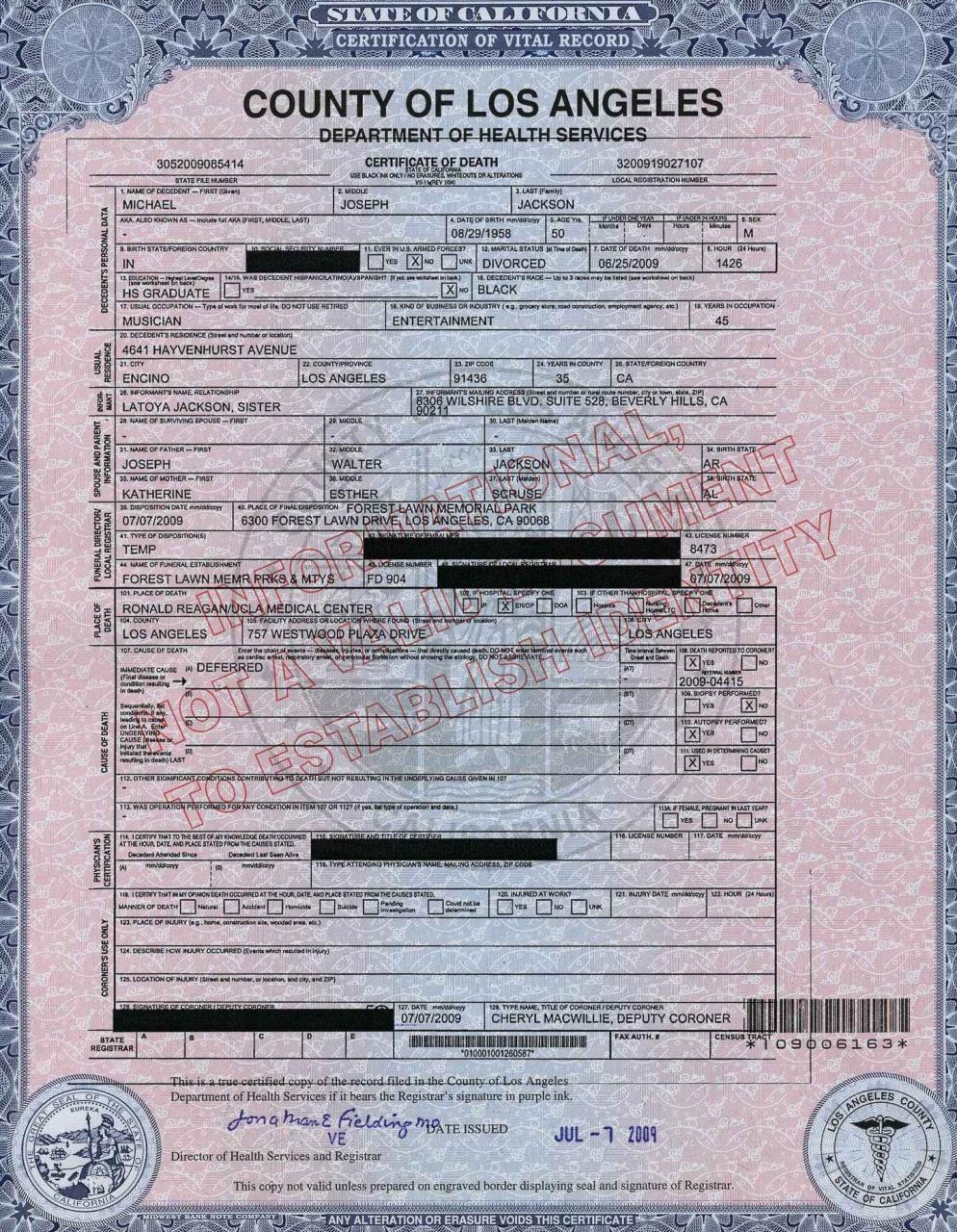 File:Michael Jackson death certificate.jpg - Wikimedia Commons